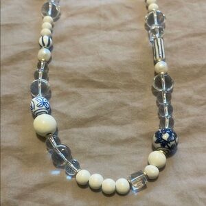 Elegant Blue and White Beaded Necklace
